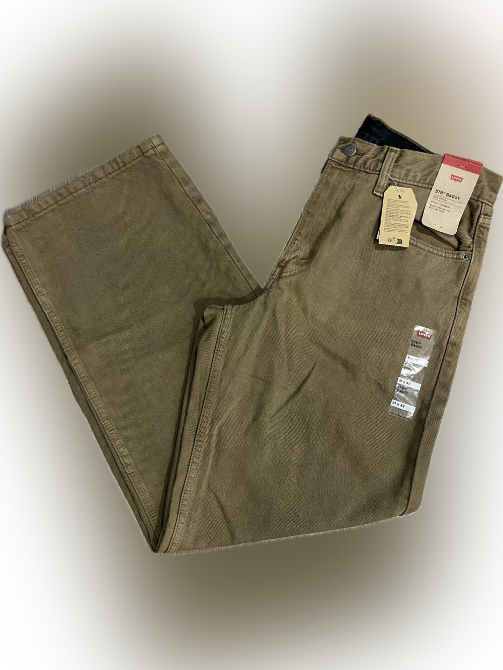Levi's 578 Baggy Khaki Olive Brown Pants Size 31x32 NWT Men's